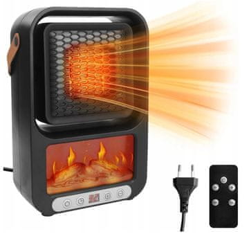 shumee Prenosni električni grelec z LED kaminom + daljinski upravljalnik