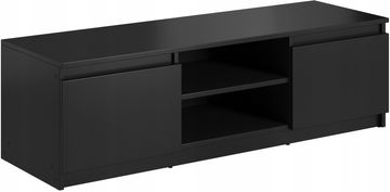 shumee Preprosto TV stojalo 120 cm, za TV, 2 omarici in polici, mat črna