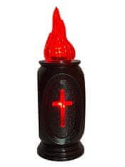 shumee LED vložek vaso svetleč s križem/z baterijami/ granit+rdeča/5-24