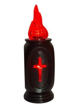 shumee LED vložek vaso svetleč s križem/z baterijami/ granit+rdeča/5-24