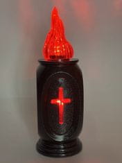 shumee LED vložek vaso svetleč s križem/z baterijami/ granit+rdeča/5-24