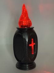 shumee LED vložek vaso svetleč s križem/z baterijami/ granit+rdeča/5-24