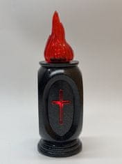 shumee LED vložek vaso svetleč s križem/z baterijami/ granit+rdeča/5-24