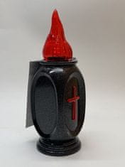 shumee LED vložek vaso svetleč s križem/z baterijami/ granit+rdeča/5-24