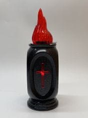 shumee LED vložek vaso svetleč s križem/z baterijami/ granit+rdeča/5-24