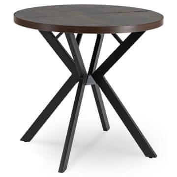 shumee Okrogla raztegljiva miza Dorian 80-160 cm oreh/črna moderna loft