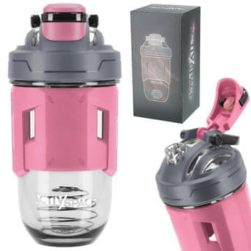 shumee Športni stresalnik za prehranska dopolnila Tritan 700 ml - roza