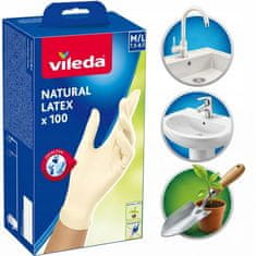 Vileda Vileda rokavice iz naravnega lateksa, velikosti M/L, 100 kosov.