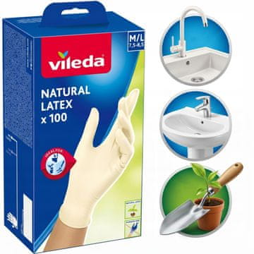 Vileda Vileda rokavice iz naravnega lateksa, velikosti M/L, 100 kosov.