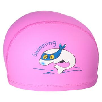 Aqua-Sport Otroška plavalna kapa Aqua-Sport PU z delfini, fuksija AS95071