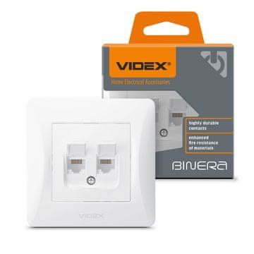 VIDEX Videx Binera 2x RJ45 dvojna bela vgradna računalniška vtičnica