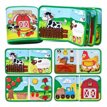 Luxma Senzorična knjiga Montessori z ježkom za otroke Živalska farma