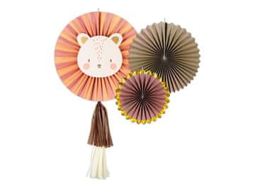 shumee PartyDeco okrasne rozete lev mešanica 26 43 cm 1 paket 3 kosi