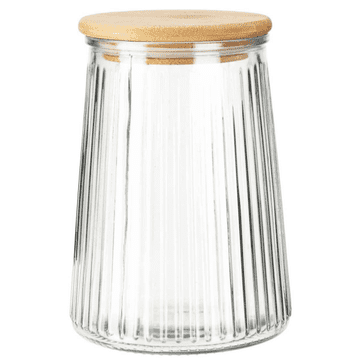 Koopman 1000 ml steklen kozarec za shranjevanje z bambusovim pokrovom