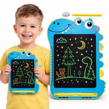 shumee Risalnica 8,5" - ZA otroke z dinozavri in LCD tablo, modra 3+