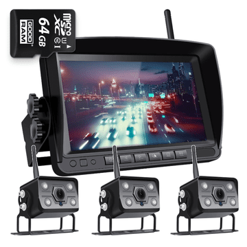 shumee Brezžični komplet za vzvratno vožnjo IPS, 3 kamere, FHD 64 GB