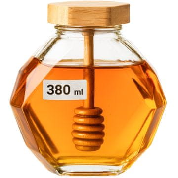 shumee Steklen kozarec za med 380 ml z bambusovim pokrovom [Diamond]