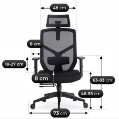 BE BENTO črn sodoben ergonomski vrtljiv pisarniški stol