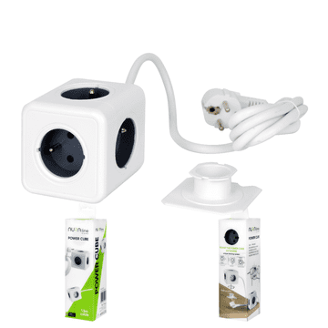 LED LINE Podaljšek AURA line CUBE, 5 vtičnic, 1,5 m kabel, 16 A, nosilec