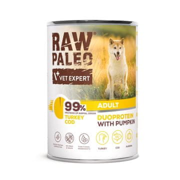 VetExpert RAW paleo Adult Duoprotein puran/trska za odrasle pse 400 g