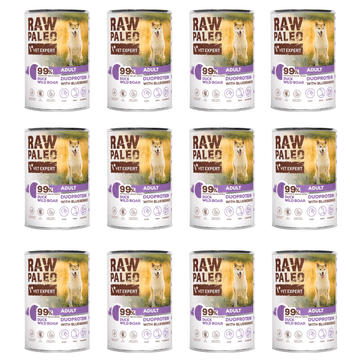 VetExpert Raw Paleo raca in merjasec za odrasle, konzerva 12 x 400 g