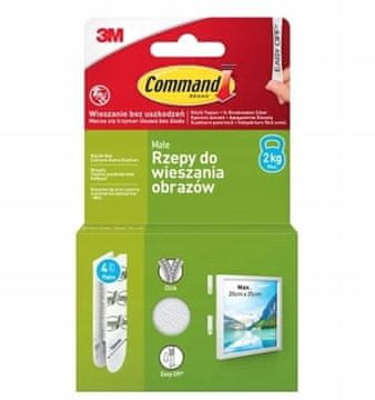 3M Command 3M ježek za obešanje slik, majhen, 4 pari, do 2 kg