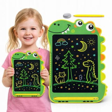 shumee Risalnica 8,5" - ZA otroke LCD tabla z dinozavri zelena 3+