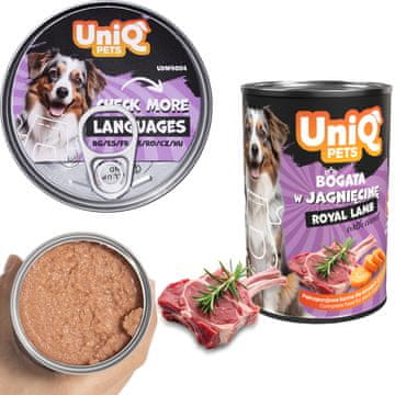 shumee Mokra hrana za pse, pločevinka UniQ Pets Royal Lamb 375 g