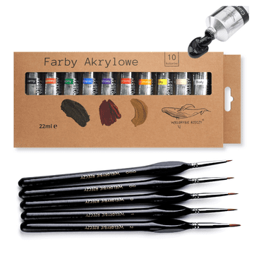shumee Akrilne barve x10, komplet profesionalnih čopičev 22 ml x5