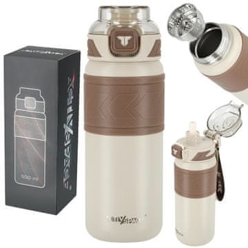 shumee Termo vrček s slamico, neprepusten, nedrseč, 500 ml - bež