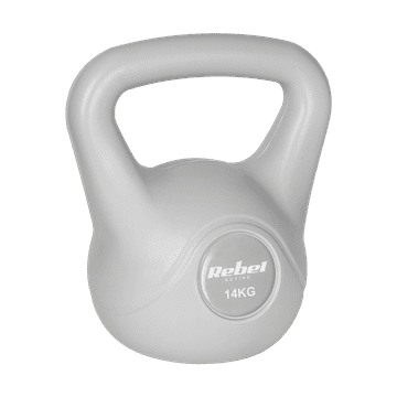 Rebel Utežna žoga za kettlebell 14 kg, siva, za vadbo ABS Rebel