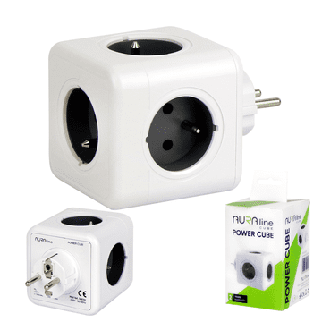 LED LINE Razdelilnik vtičnic za 5 vtičnic Aura Line Cube 16A 230V