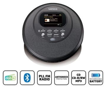 LENCO Lenco CD-500BK - Discman z Bluetoothom in DAB+/FM radiom