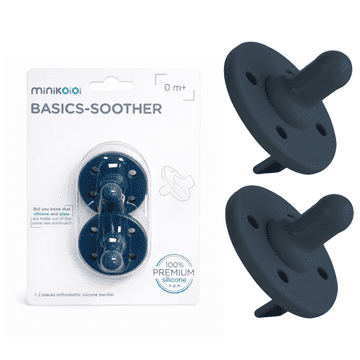 shumee Silikonska duda MinikOiOi Dynamic, 2 kosa, modra, 0-24 m