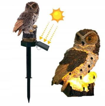 shumee LED solarna svetilka v obliki sove (sončna), vodoodporna