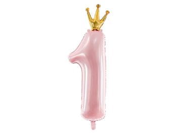 shumee Folija balon PartyDeco številka 1 37x100 cm svetlo roza