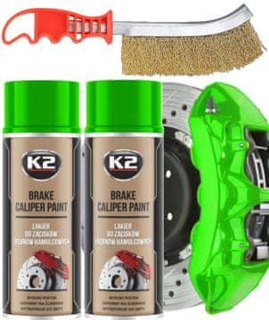 shumee 2 x K2 barva za zavorne čeljusti 400 ml zelena + čopič