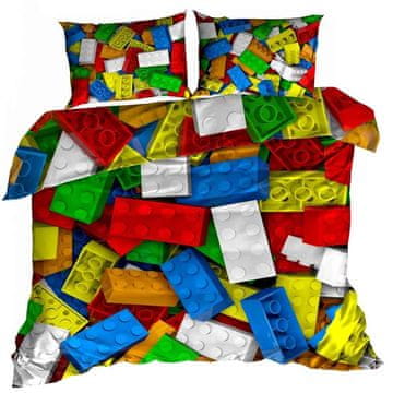 shumee 3D bombažna satenasta posteljnina 160x200cm lego kocke
