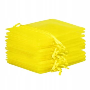 shumee 10 kosov velikih organza vrečk 19,5 x 29,5 cm - rumene
