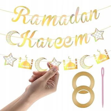 shumee Viseča girlanda Spheretron Banner Ramadan Mubarak Gold