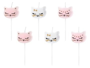 PartyDeco Svečke za rojstni dan PartyDeco Kitten 2 cm / 6 kosov