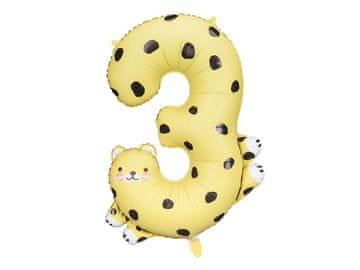 shumee Folija balon PartyDeco številka 3 gepard 68x98 cm mix