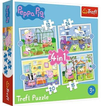 Trefl Puzzle Peppa Pig 4 v 1 - Počitniški spomini 3+, Trefl