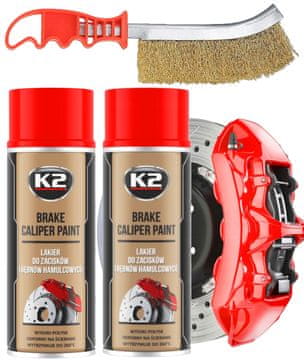 shumee 2 x K2 barva za zavorne čeljusti 400 ml rdeča + čopič