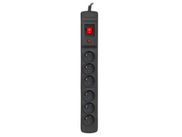 slomart Armac M6/30/CZ napajalni trak 6 vtičnic, 3m kabel, črn