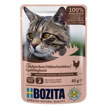 Bozita BOZITA Koščki v želeju s piščančjo jetrco - mokra hrana za mačke - 85g