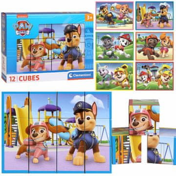 Paw Patrol Tačke na patrulji Plastične kocke VRTILNE, kocke za OTROKE - 12 kock Clementoni