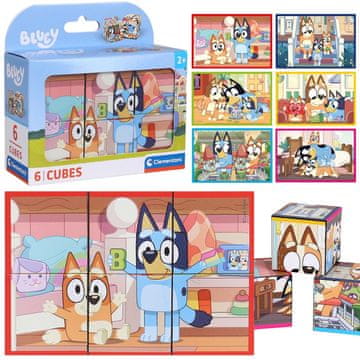 sarcia.eu Bluey Plastične VRTLJIVE kocke, KOCKE za OTROKE - 6 kock Clementoni