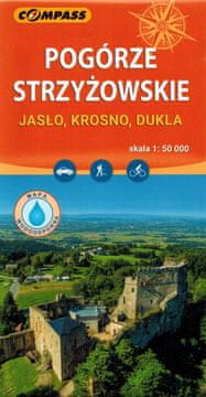 Compass Strzyżowskie Foothills. Jasło, Krosno, Dukla. Laminirana turistična karta. Izdaja 2025. Kompas