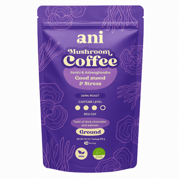 ani Mushroom Coffee Good Mood & Balance – mleta kava z reishi in ašvagando, 200 g